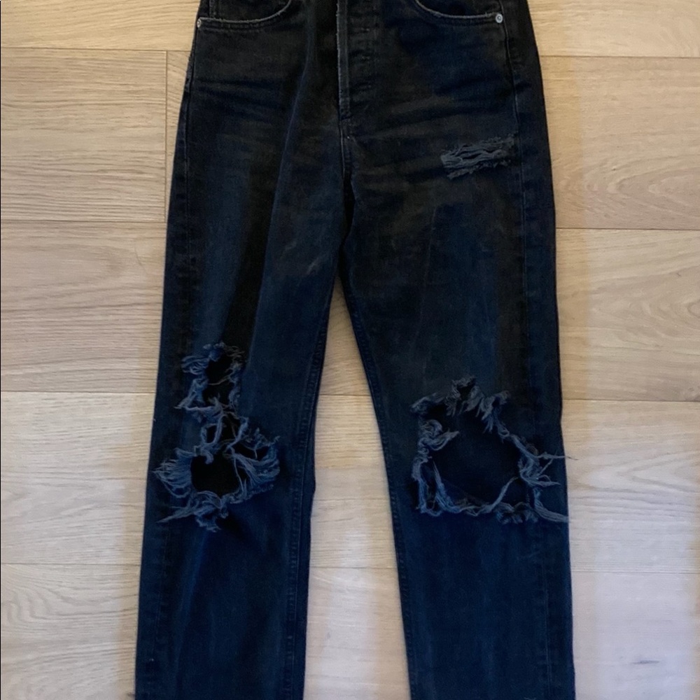 Agolde 90s mid rise boyfriend jeans in audio. - Picture 2 of 9